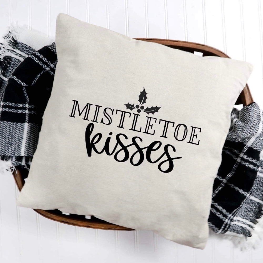 Mistletoe Kisses Throw Pillow